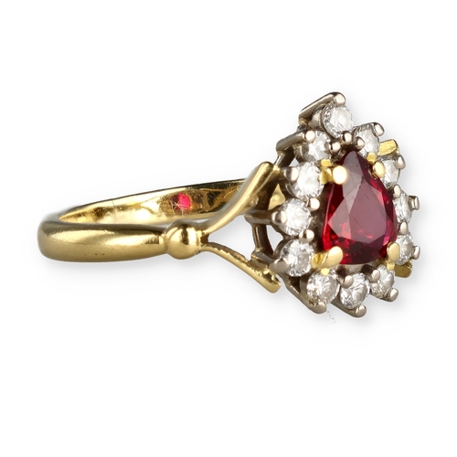 9 - A FINE 18CT GOLD DIAMOND AND RUBY RING
3.5 gms
In associated cushioned ring box.... 