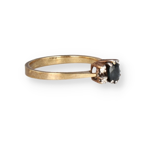 91 - A 9CT GOLD SAPPHIRE AND DIAMOND RING
1.8 gms
