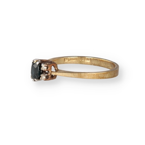 91 - A 9CT GOLD SAPPHIRE AND DIAMOND RING
1.8 gms