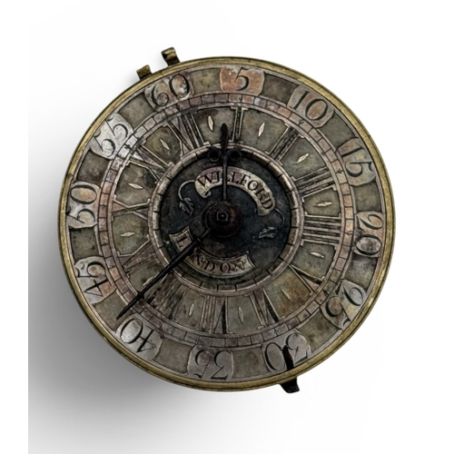 106 - AN 18TH CENTURY POCKET WATCH AND CASE, THE DIAL MARKED JOHN WILLFORD, LONDON