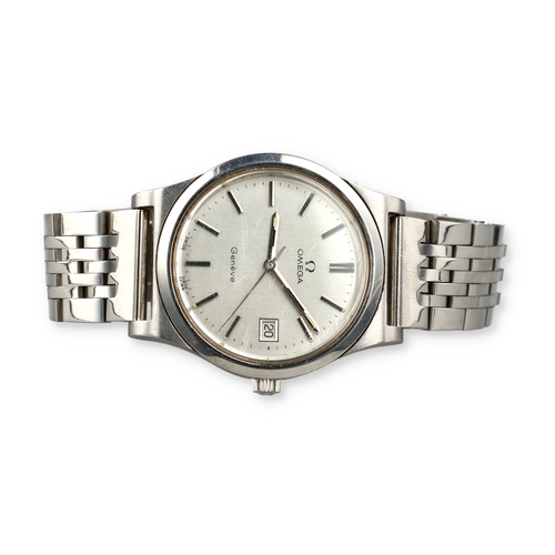 108 - AN OMEGA GENEVE GENTLEMAN'S WRIST WATCH WITH STAINLESS STEEL STRAP
