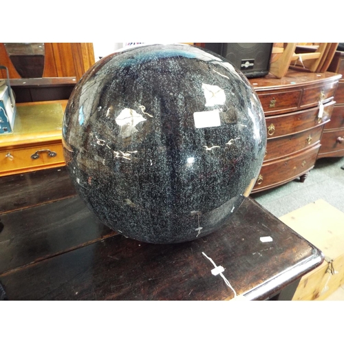 597 - A large ceramic mottled black and grey garden orb