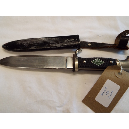 123 - A German Hubertus Solingen dagger complete with steel scabbard and frog