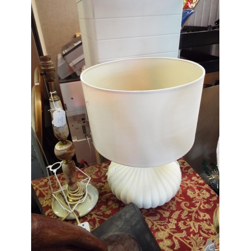 187 - An alabaster table lamp and another