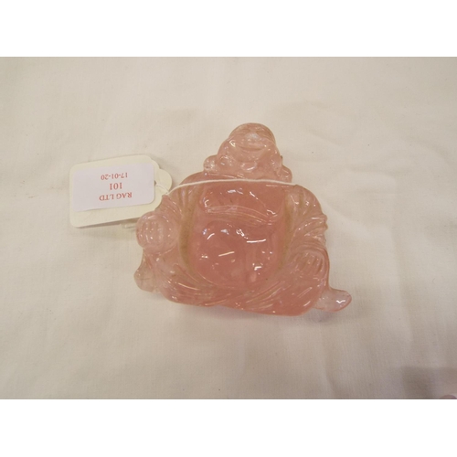 101 - A carved pink jade laughing Buddha