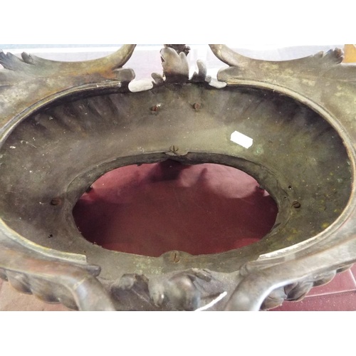 17 - A 19thC H. Luppens & Co of Brussels bronze de-art ornate table centre piece, having a fluted body wi... 