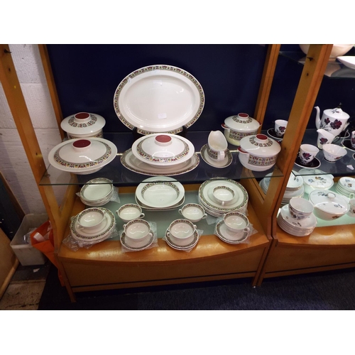 50 - A large selection of Royal Doulton 'Fireglow' dinner ware to include tureens, meat platter, sauce bo... 