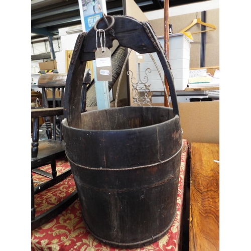 207 - A vintage well bucket with hoop handle