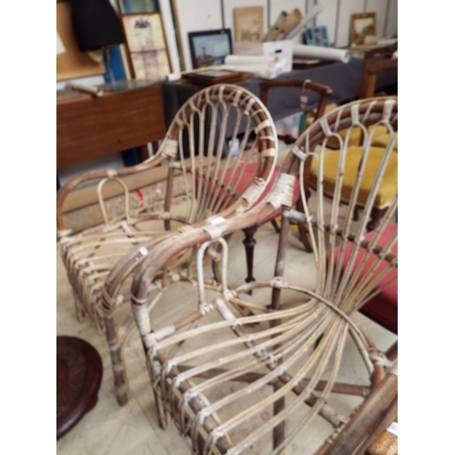 463 - A pair of vintage bamboo conservatory chairs
