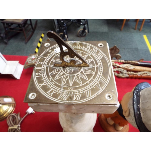 236 - A brass sundial mounted on a white marble column base