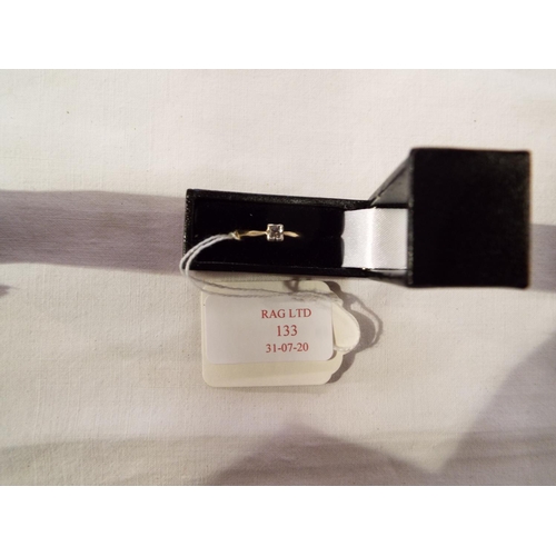 133 - A 9ct square cut solitaire diamond ring size L