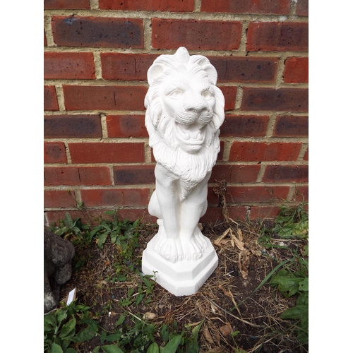 150 - A stoneware white painted garden lion