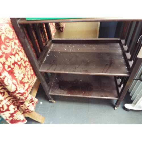 187 - A vintage mahogany three tiered trolley
