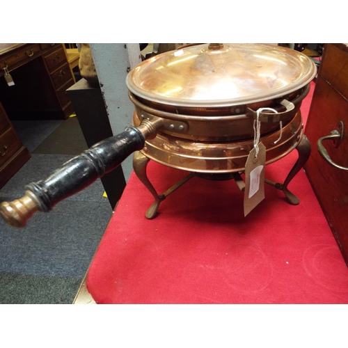 213 - A copper pan with spirit burner
