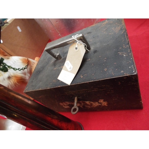 219 - A heavy duty strong box with alarm