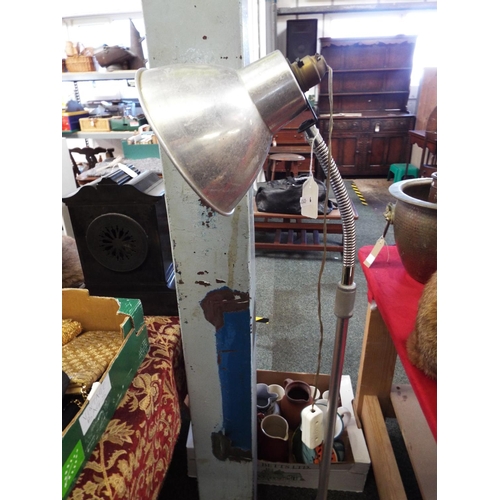 232 - A vintage aluminium and brush steel adjustable lamp stand