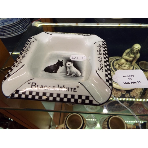 29 - A vintage black and white 'Scotch Whisky', ashtray