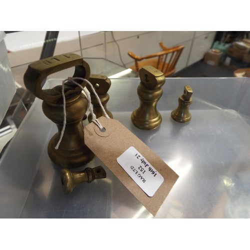 152 - A set of six vintage brass bell weights