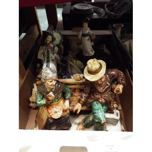 243 - A mixed selection of assorted figurines to include oriental ladies, 