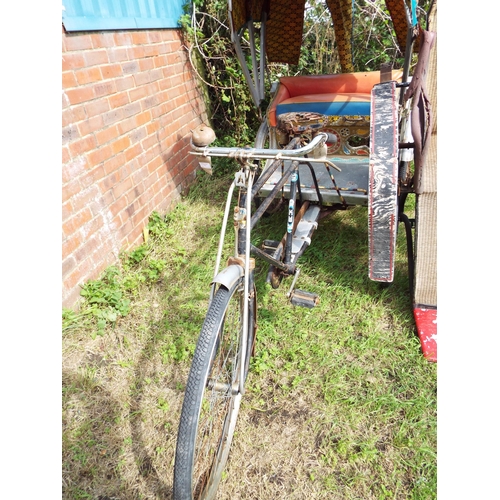 554 - A 1982 KW Engineering works heavy duty cycle rickshaw (India) the rear passenger compartment has orn... 