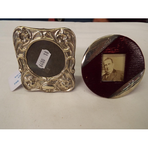 130 - A 1920's red leather and silver photo frame