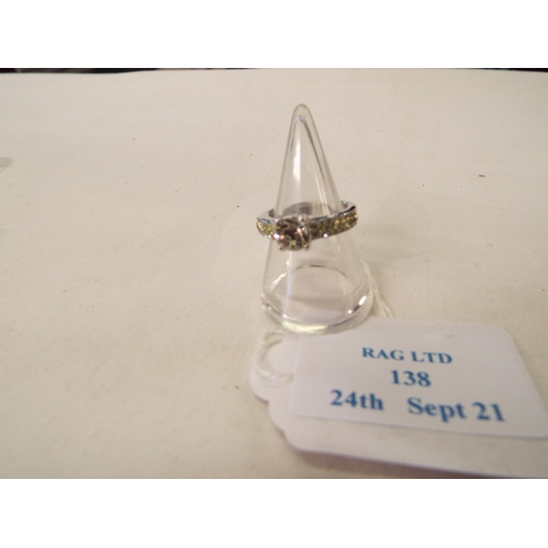 138 - A Swarovski ring with Rhodium plating and inset with sparkling chaton's