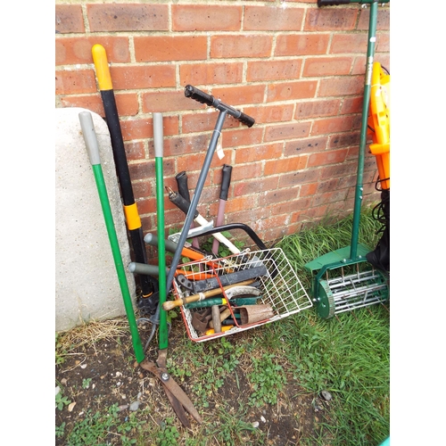 151 - A basket of garden hand tools loppers, weeders, trowel etc