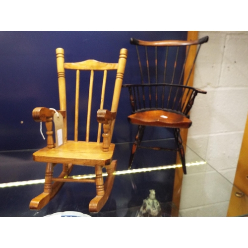 84 - A miniature Windsor and rocking chair for dolls/teddy bears