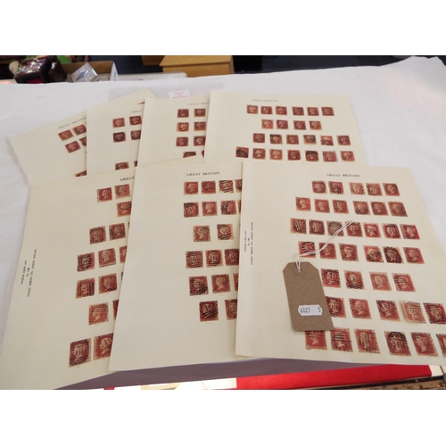 178 - A large selection of one penny stamps perforated on seven loose sheets