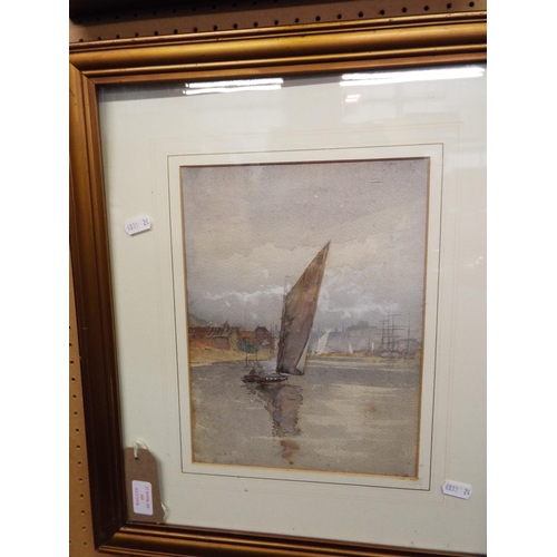 455 - A watercolour harbour scene signed lower right