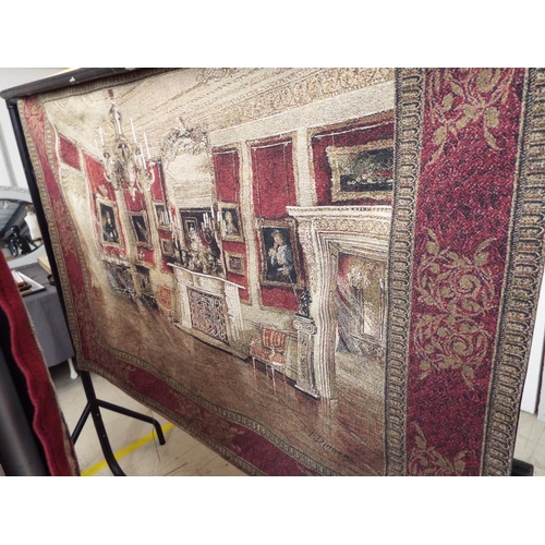 571 - A large wall hanging tapestry depicting a stately home scene