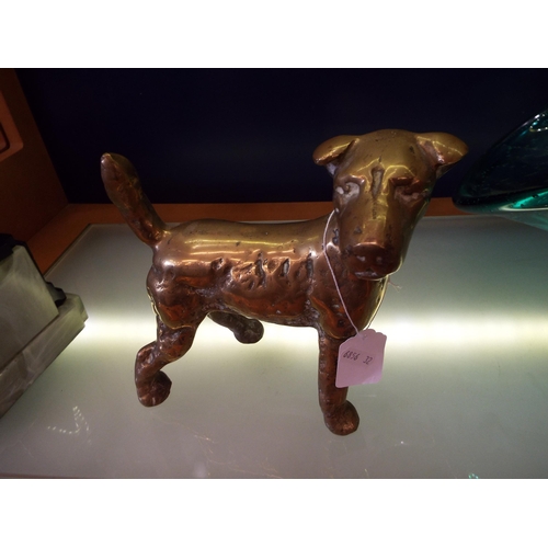 40 - A heavy solid brass figure of a dog