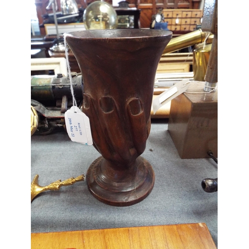 An interesting carved wooden goblet inscribed a souvenir from Pitcairn ...