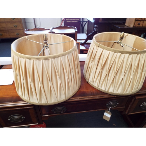 625A - Two silk lined pleated lamp shades