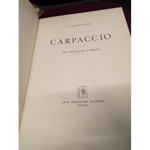 69 - A copy of Carpaccio The Legend of St Ursula by F. Valcanover with cloth over cushioned boards and co... 