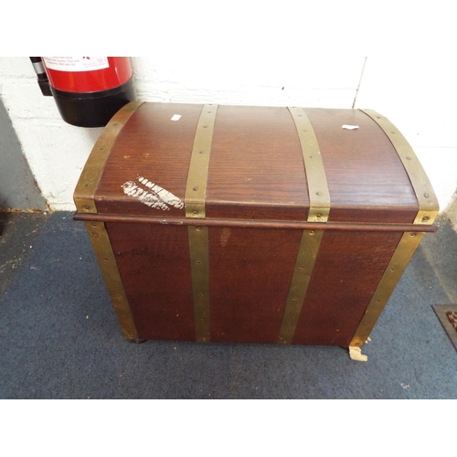 481 - A brass bound coal box with liner