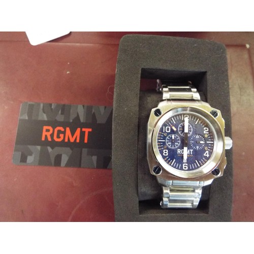 163 - A boxed RGMT Altimeter chronograph watch in blue