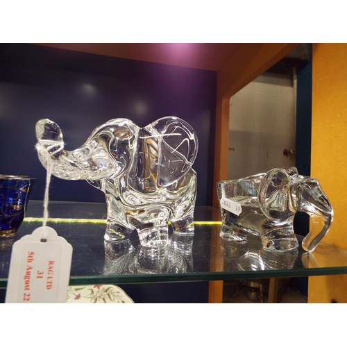 31 - A French Vannes Le Chattel glass elephant and another