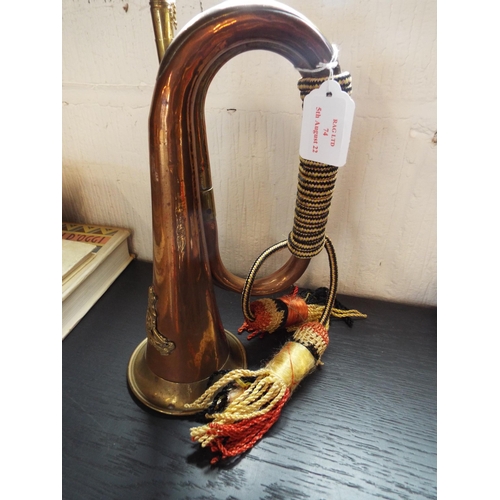 74 - A copper and brass Military type bugle