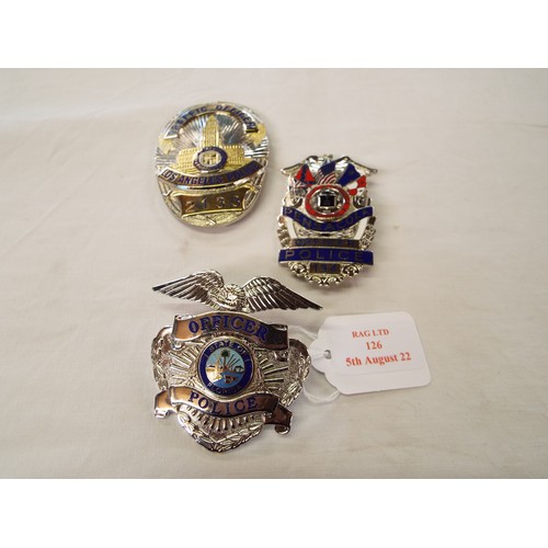 126 - Three USA police badges