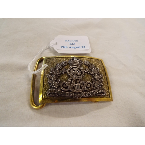 123 - An Edward VII ornate brass and white metal buckle