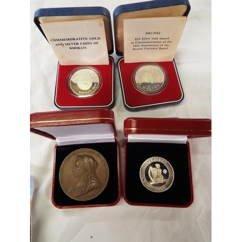 112 - Three Royal Mint silver proof coins $10 Brunei, Europa N. Ireland 1992, Kiribati 1979 five dollars a... 