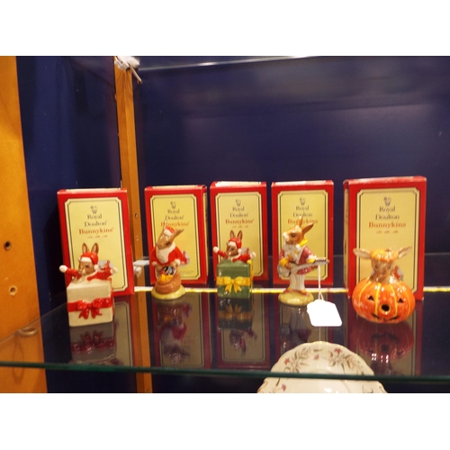 15 - Five boxed Royal Doulton Bunnykin figures 'Santa's Little Helper', 'Santa', 'Mr Bunnybeat', 'Hallowe... 