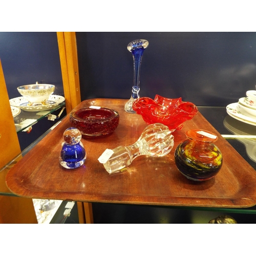 26 - A selection of art glass and a decanter stopper