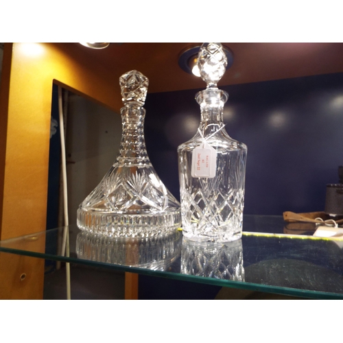 61 - Two crystal glass decanters