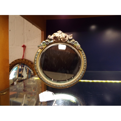 69 - A small bevel glass barbola mirror