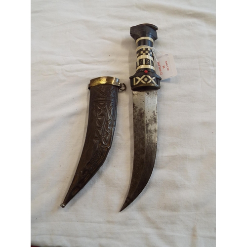 84 - An Indian dagger with bone inlay on handle
