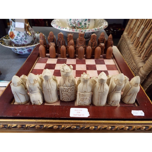 224 - A chess set in the style of Lewis Chessmen