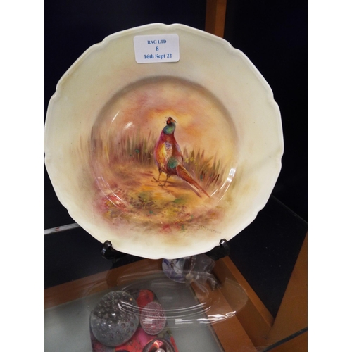 8 - A Royal Doulton plate with hand-painted pheasant decorated signed H. Stevenson