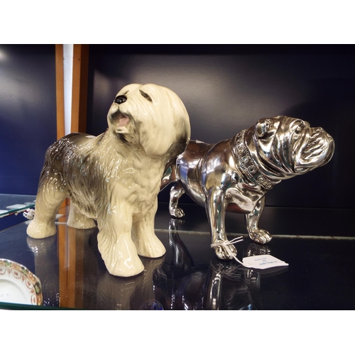 32 - A Coopercraft old English Sheepdog and a silver coloured Bulldog